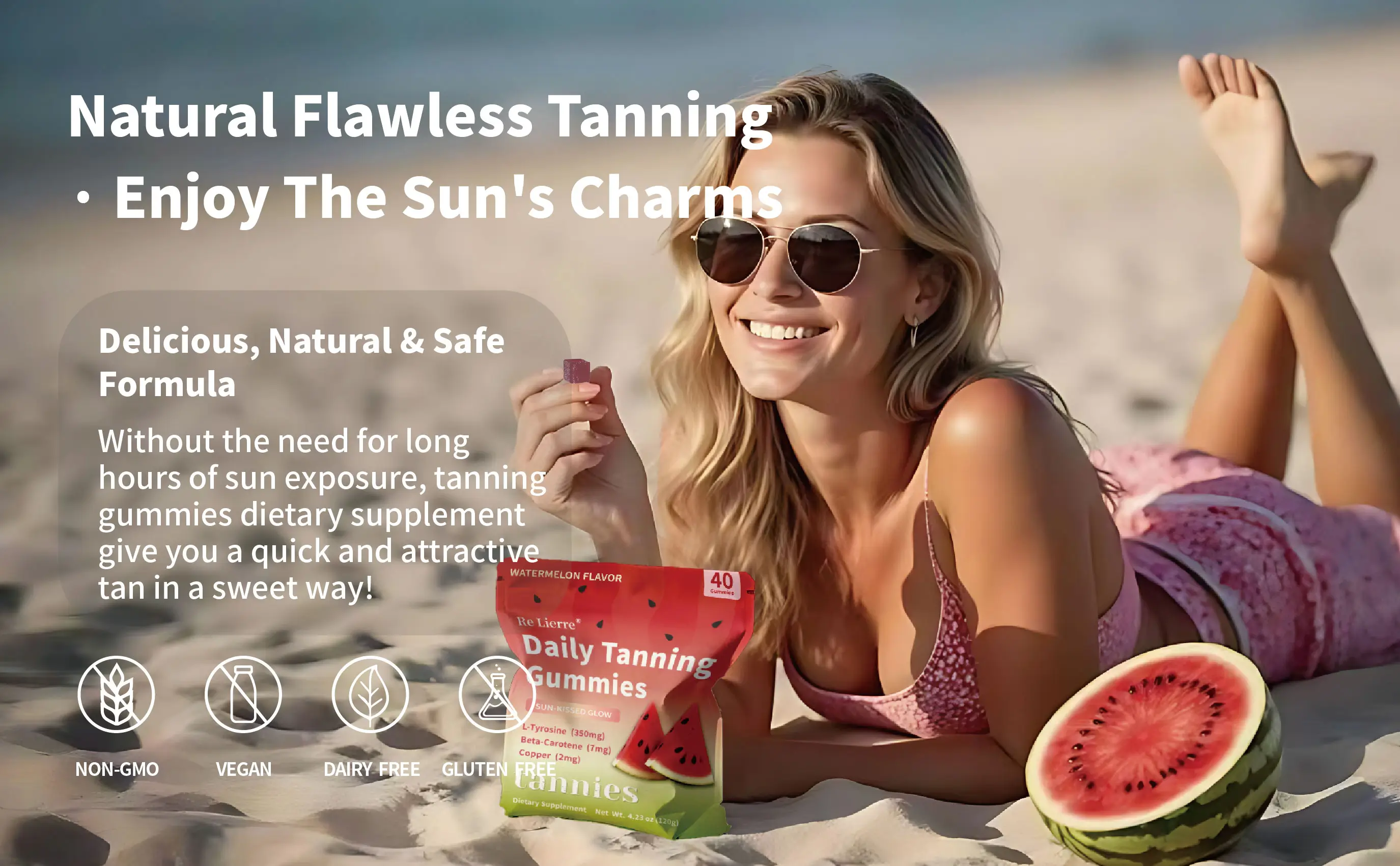 Daily Tanning Gummies | L-Tyrosine, Beta-Carotene & Copper