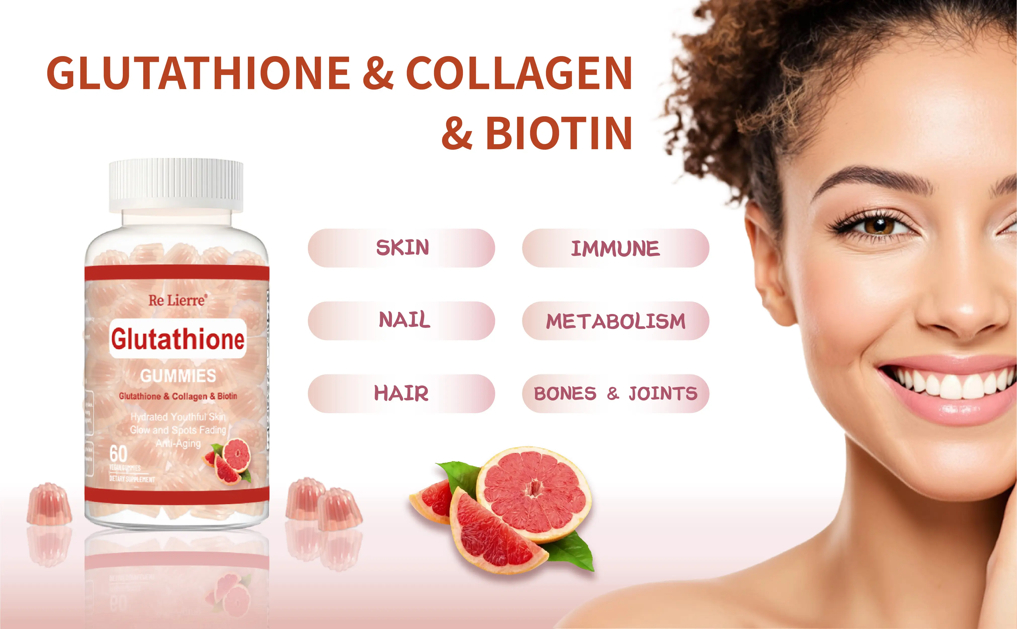 Grapefruit Collagen Gummies with Vitamin C & Hyaluronic Acid