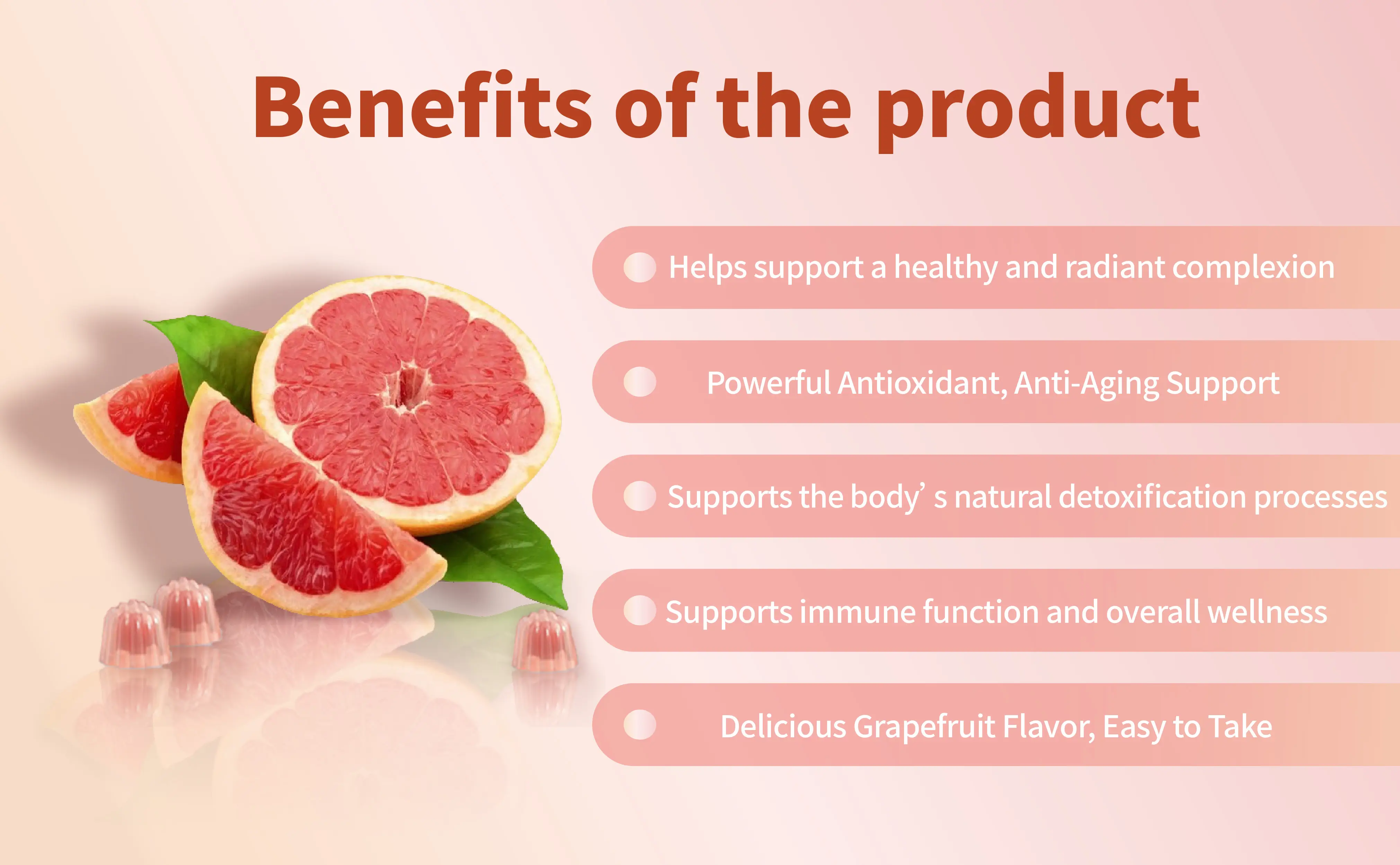 Grapefruit Collagen Gummies with Vitamin C & Hyaluronic Acid