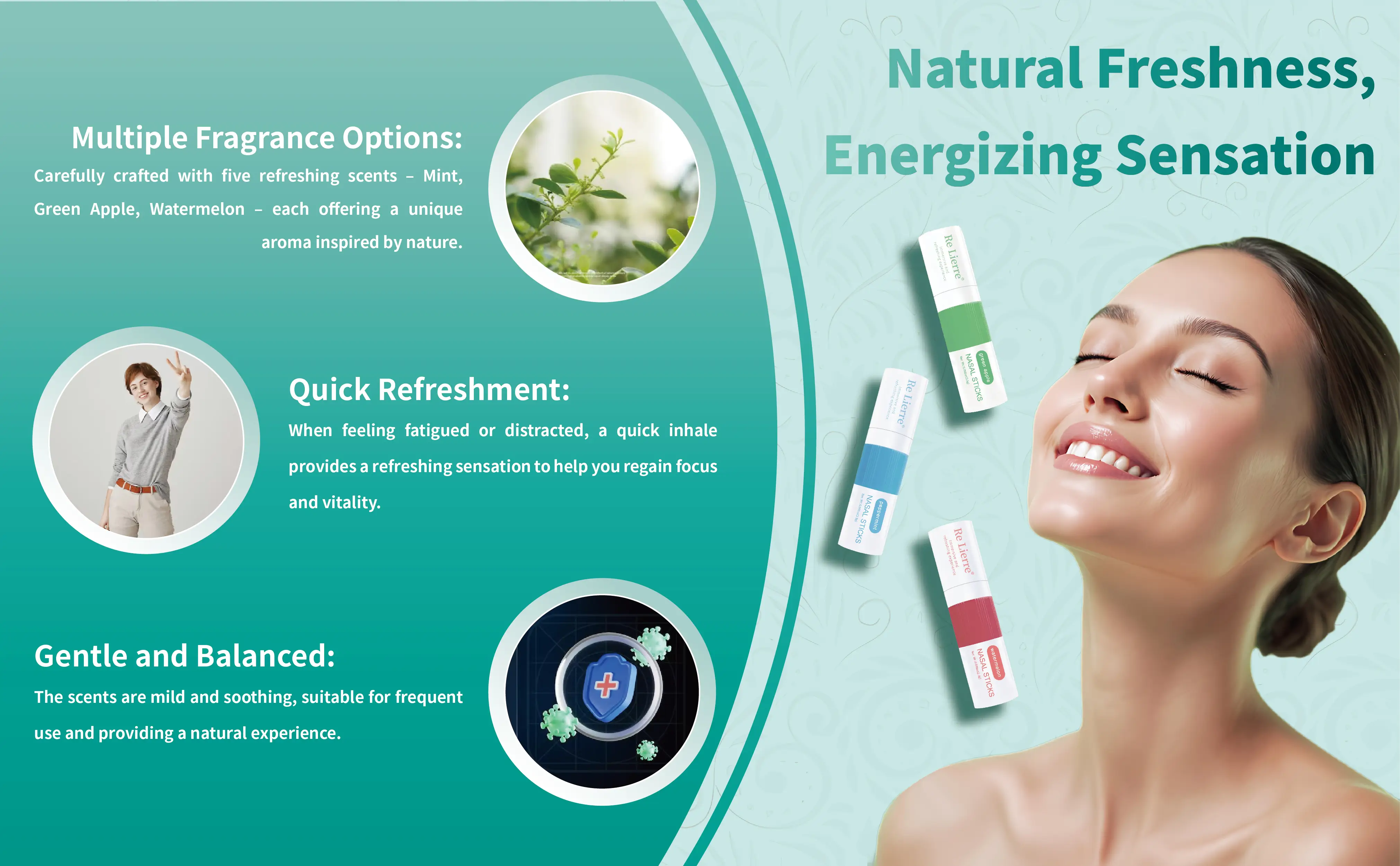 Nasal Inhaler – Dual-Action | Jasmine, Watermelon & Mint